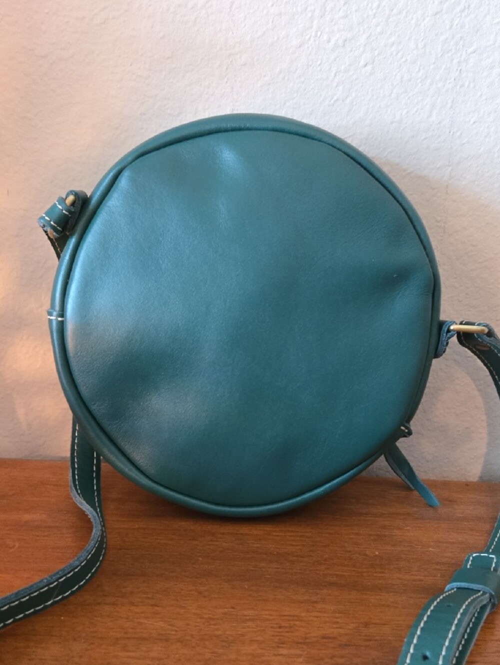 Portland Leather Teal Round Crossbody - Picture 4 of 5